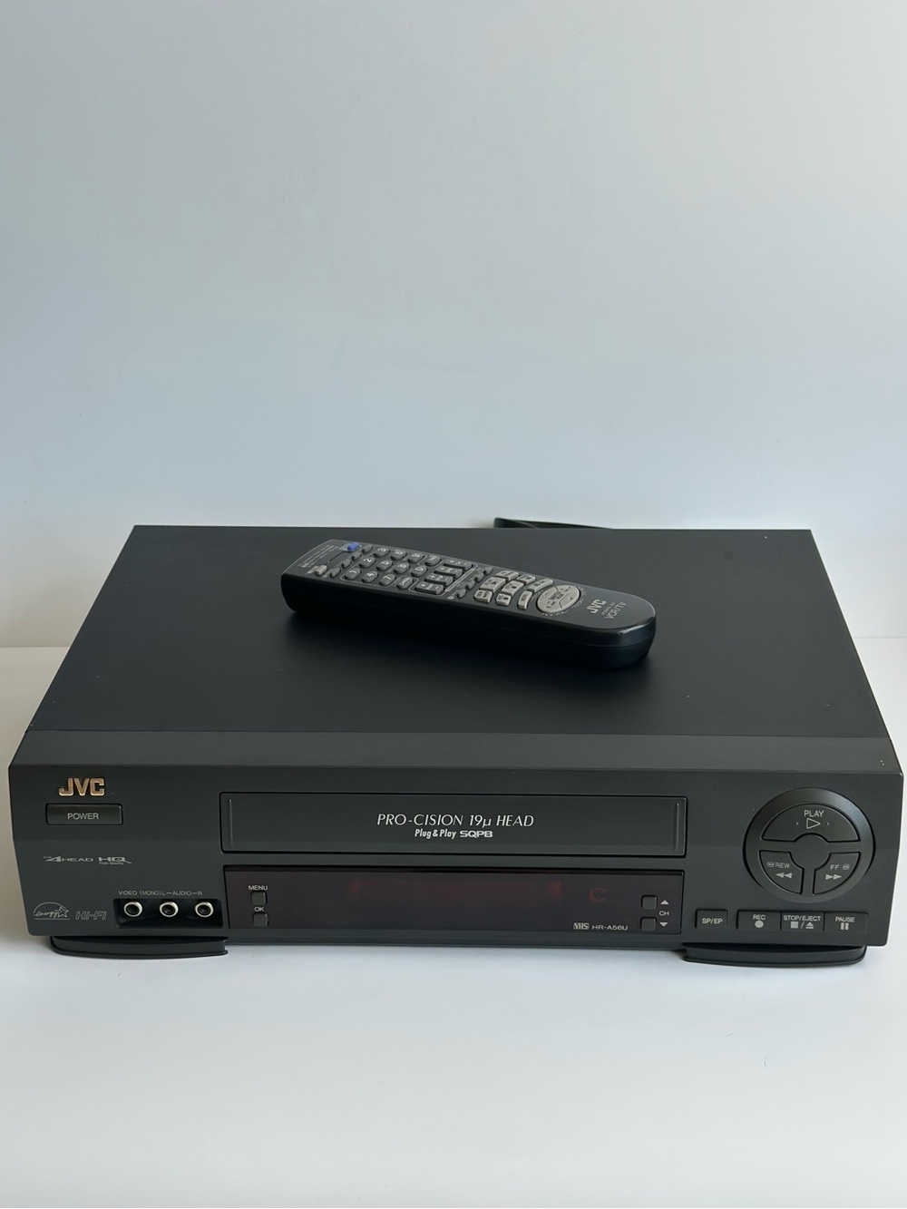 JVC Pro-cision 19u Plug & Play VCR VHS 4 HEAD HR-A56U W/ REMOTE Tested-Works